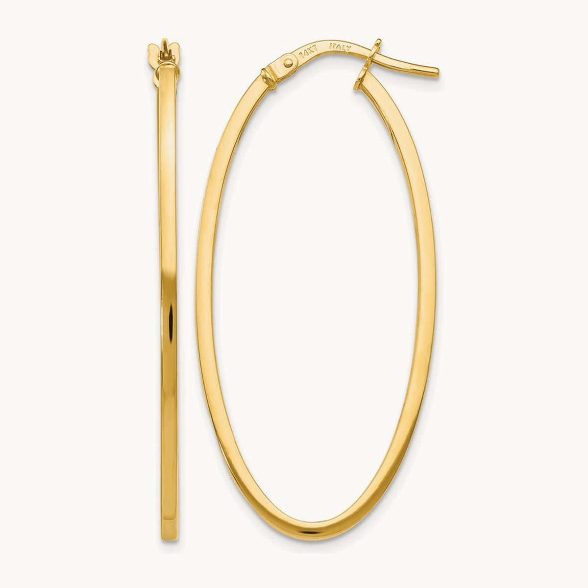 Polished Oval Hoop Earrings, 14K — Leslie's