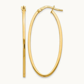 Polished Oval Hoop Earrings, 14K — Leslie's
