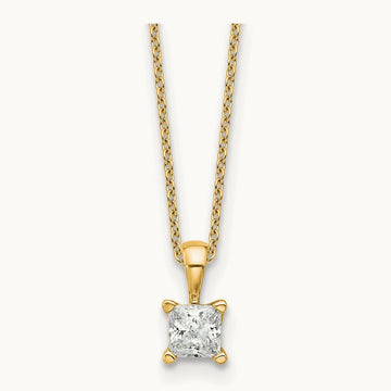 Princess Pendant Necklace, 0.50-2.00 ct tw Lab-Grown Diamond — 1/2 ct, 14K Yellow Gold