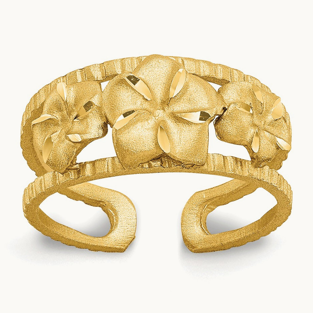 D/C Plumeria Toe Ring, 14K