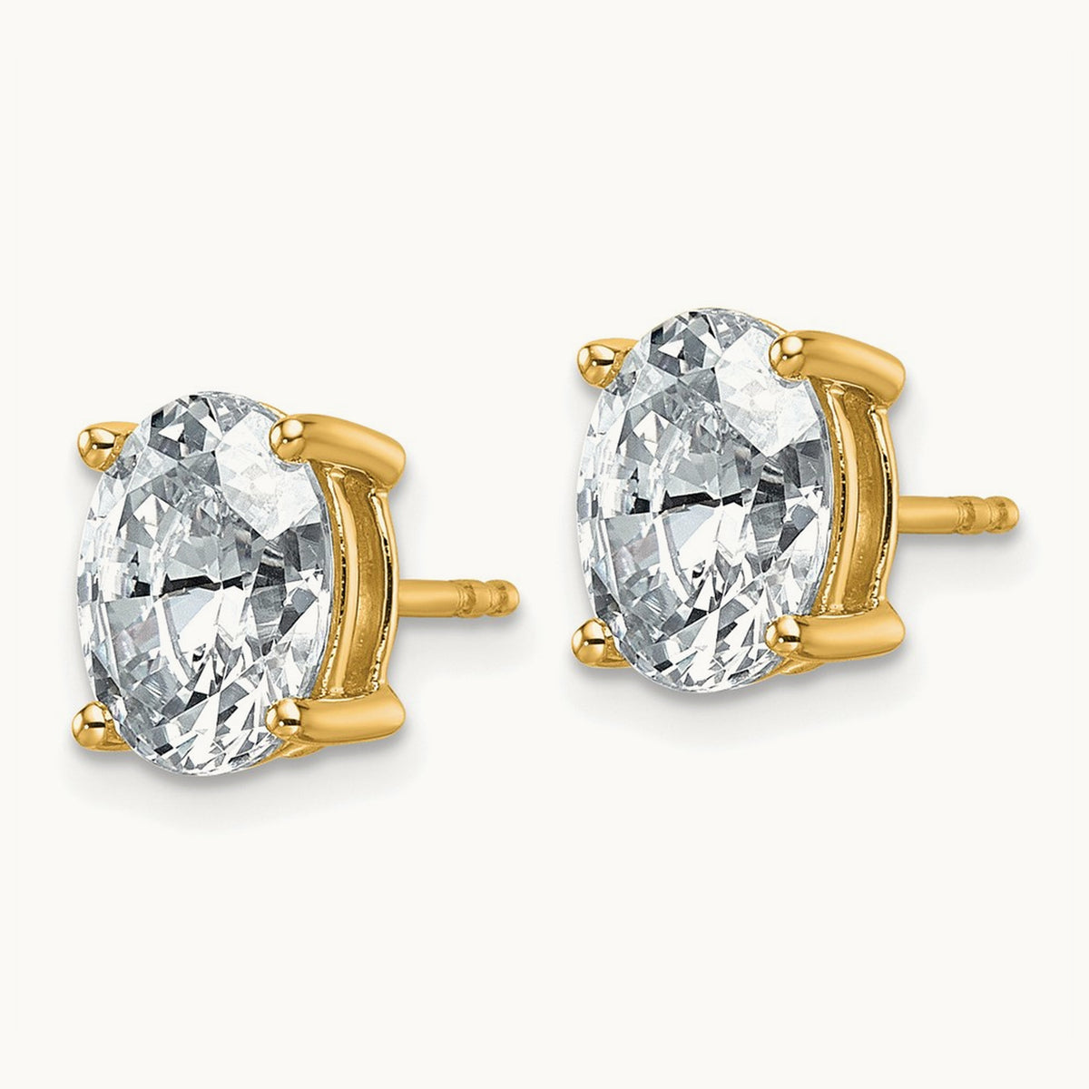 Oval Four-Prong Stud Earrings, 0.50-6.00 ct tw Lab-Grown Diamond — 3 ct, 14K Yellow Gold