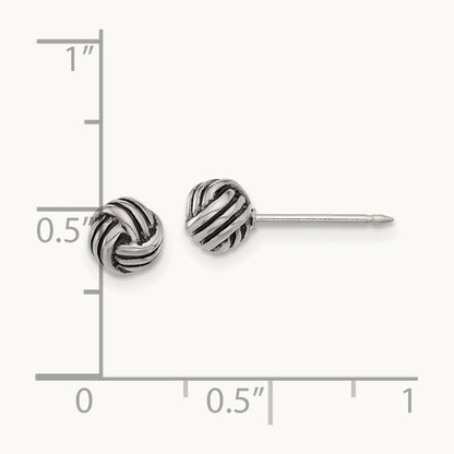 Inverness Stainless Steel Antiqued Love Knot Post Earrings
