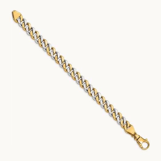 Hand Polished Fancy Link Bracelet, 10mm, 14K Two-tone