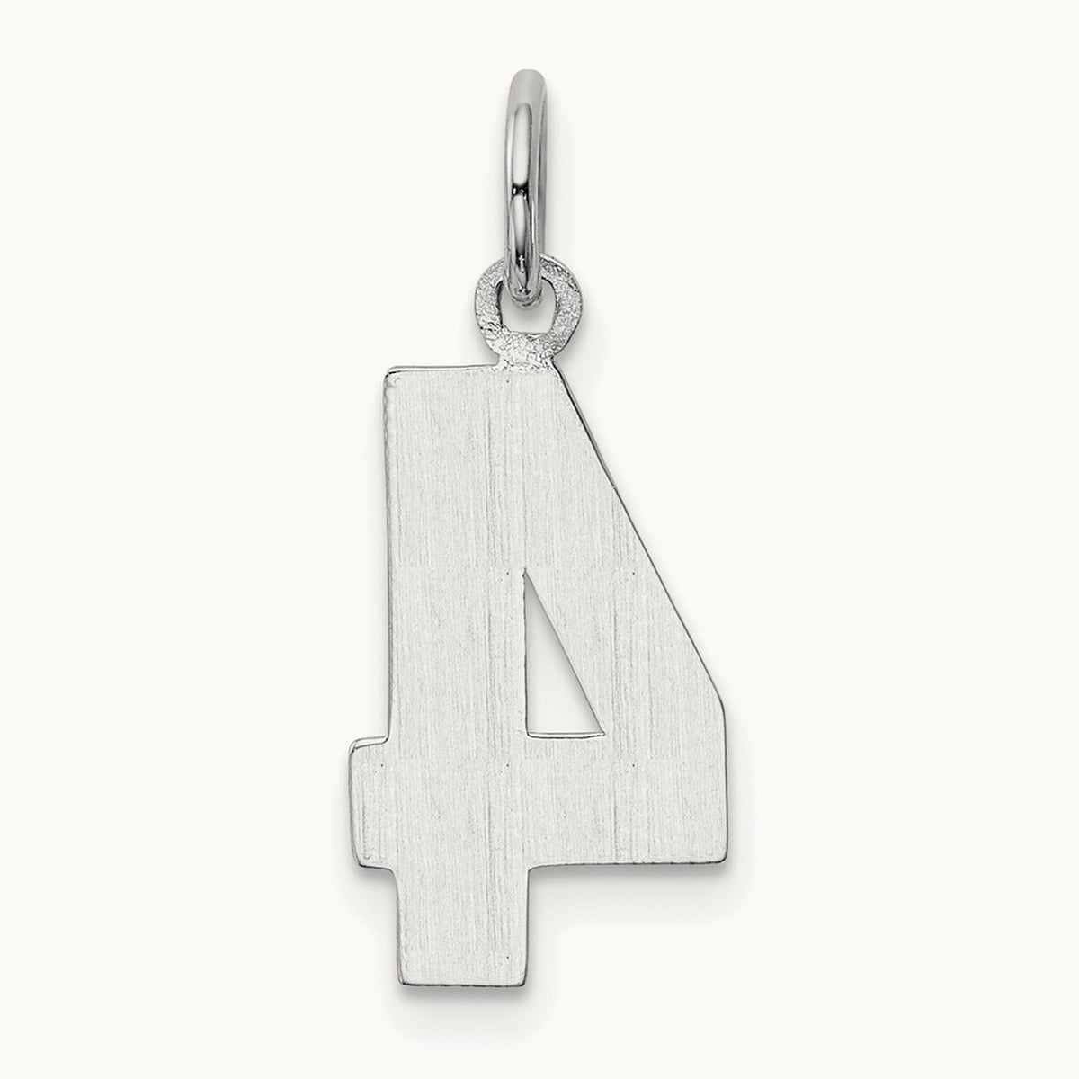 Medium Polished Number 4 Charm — 14K White Gold