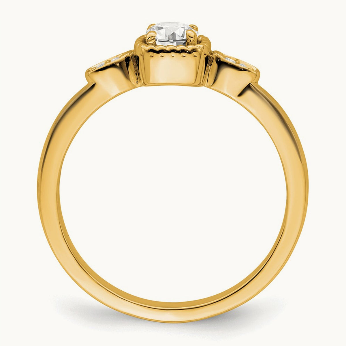 Petite Rope Edge Round Complete Diamond Ring — 14K Yellow Gold, 7