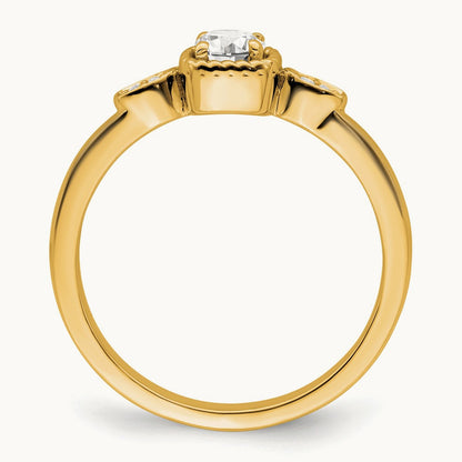 Petite Rope Edge Round Complete Diamond Ring — 14K Yellow Gold, 7