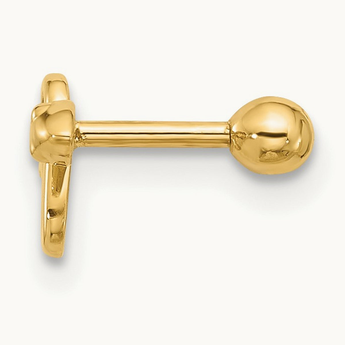 18 Gauge Polished Snake Cartilage Stud, 14K