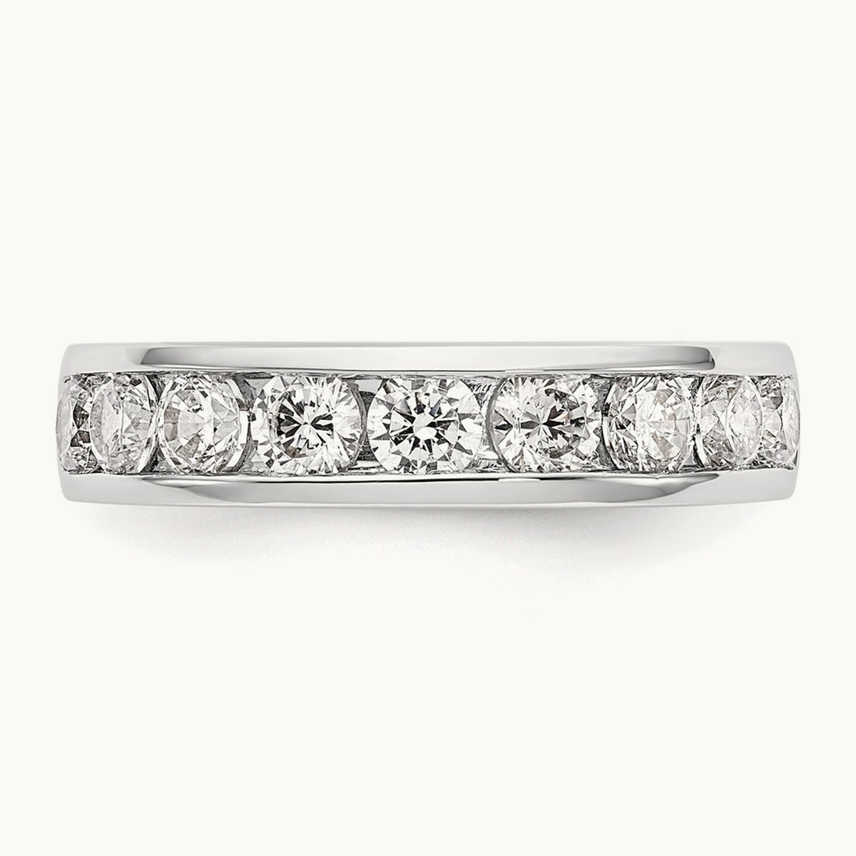 9-Stone Diamond Channel Band, 14K White Gold