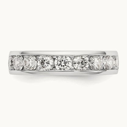 9-Stone Diamond Channel Band, 14K White Gold