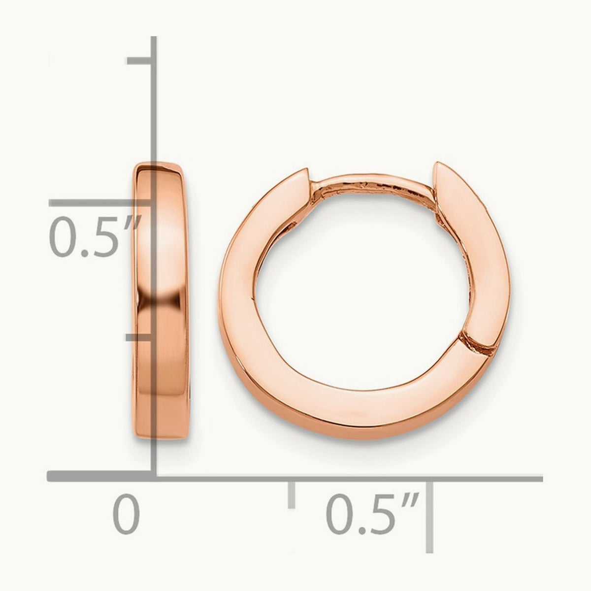 Round Hinged Hoop Earrings, 14K Rose Gold