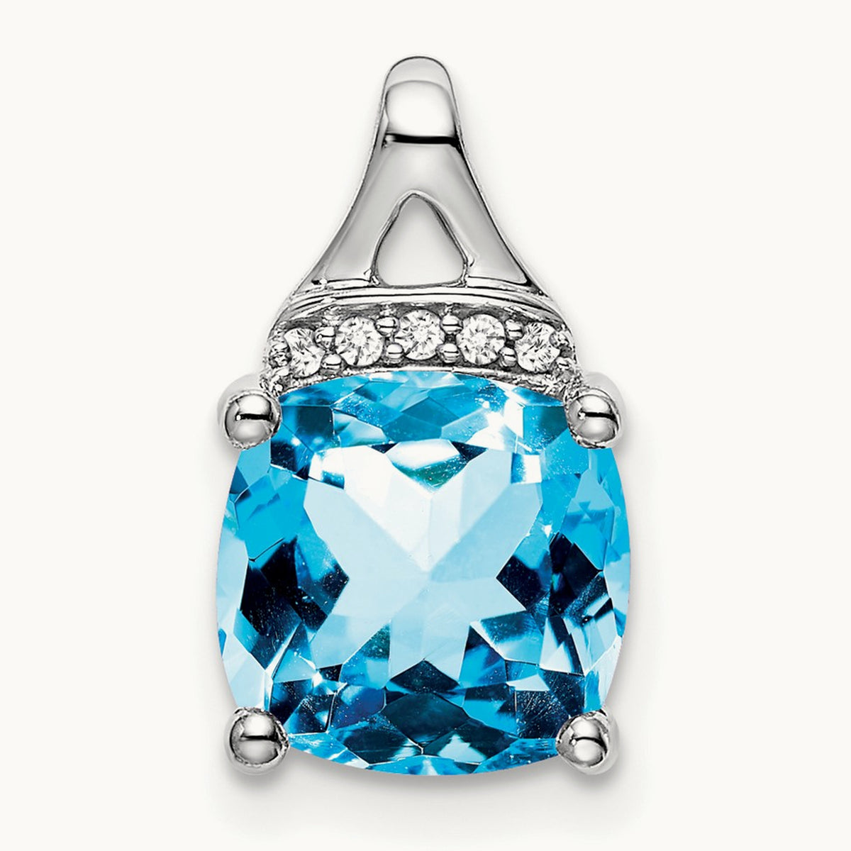 Cushion Blue Topaz and Diamond Pendant — photo set