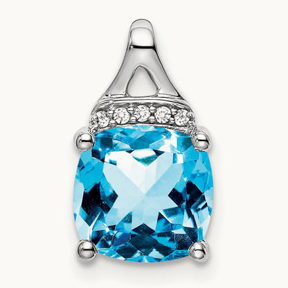 Cushion Blue Topaz and Diamond Pendant — photo set