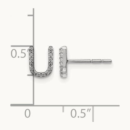 Diamond Initial U Earrings, 14K White Gold
