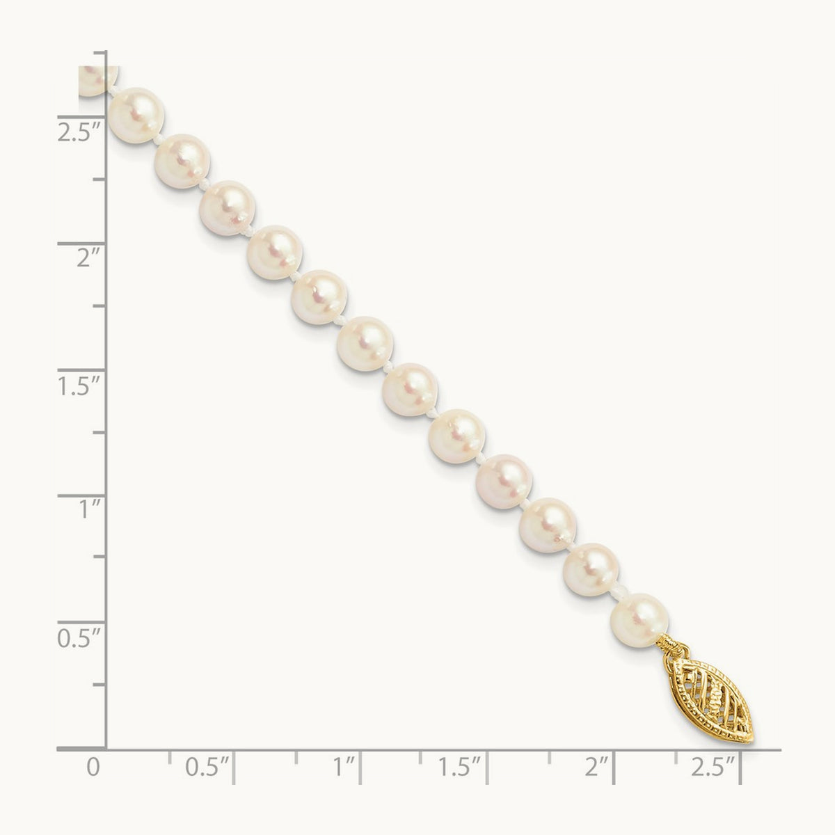 5- Round White Saltwater Akoya Cultured Pearl Bracelet, 6mm, 14K