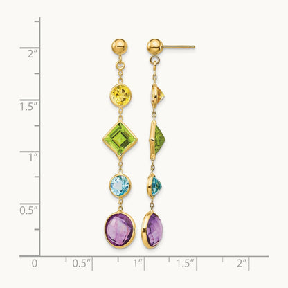 Muti-Gemstone Post Earrings, 14K
