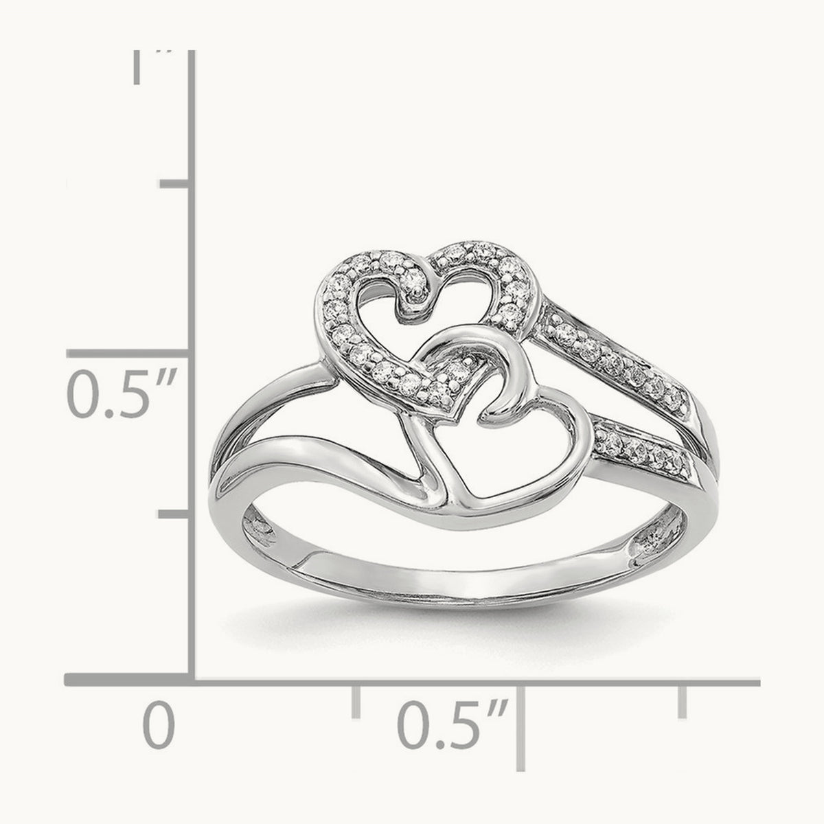 Diamond Hearts Ring — 14K White Gold, 7