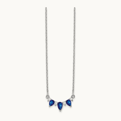 Pear Sapphire and Diamond 18 inch Necklace — 14K White Gold