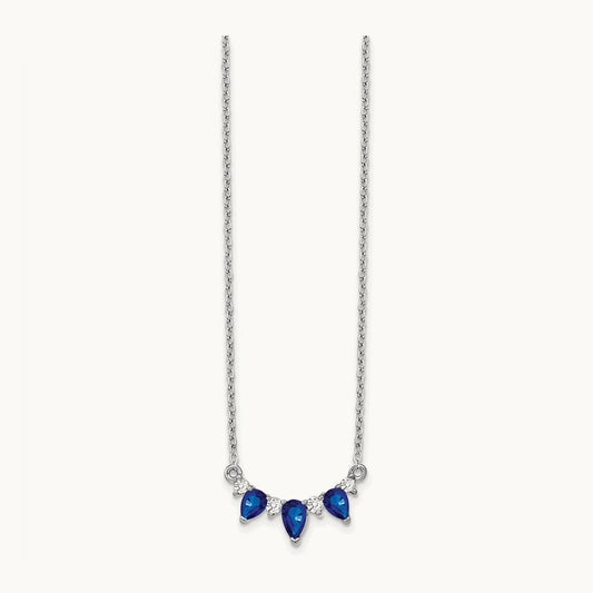 Pear Sapphire and Diamond 18 inch Necklace — 14K White Gold