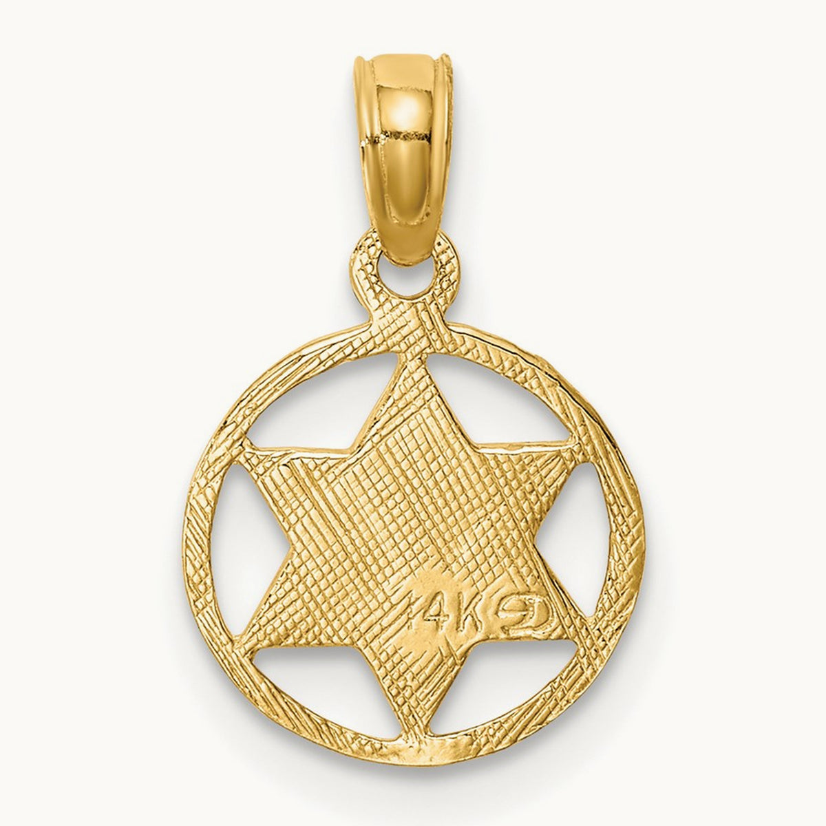 Star of David in Circle Frame Pendant, 14K