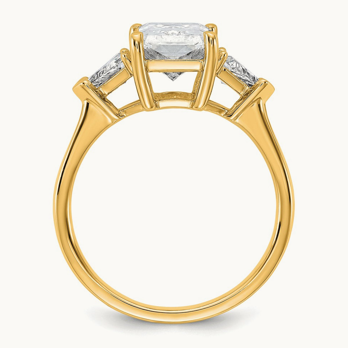 Radiant & Triangle Engagement Ring, 1.25-3.50 ct tw Lab-Grown Diamond — 3 1/8 ct, 14K Yellow Gold