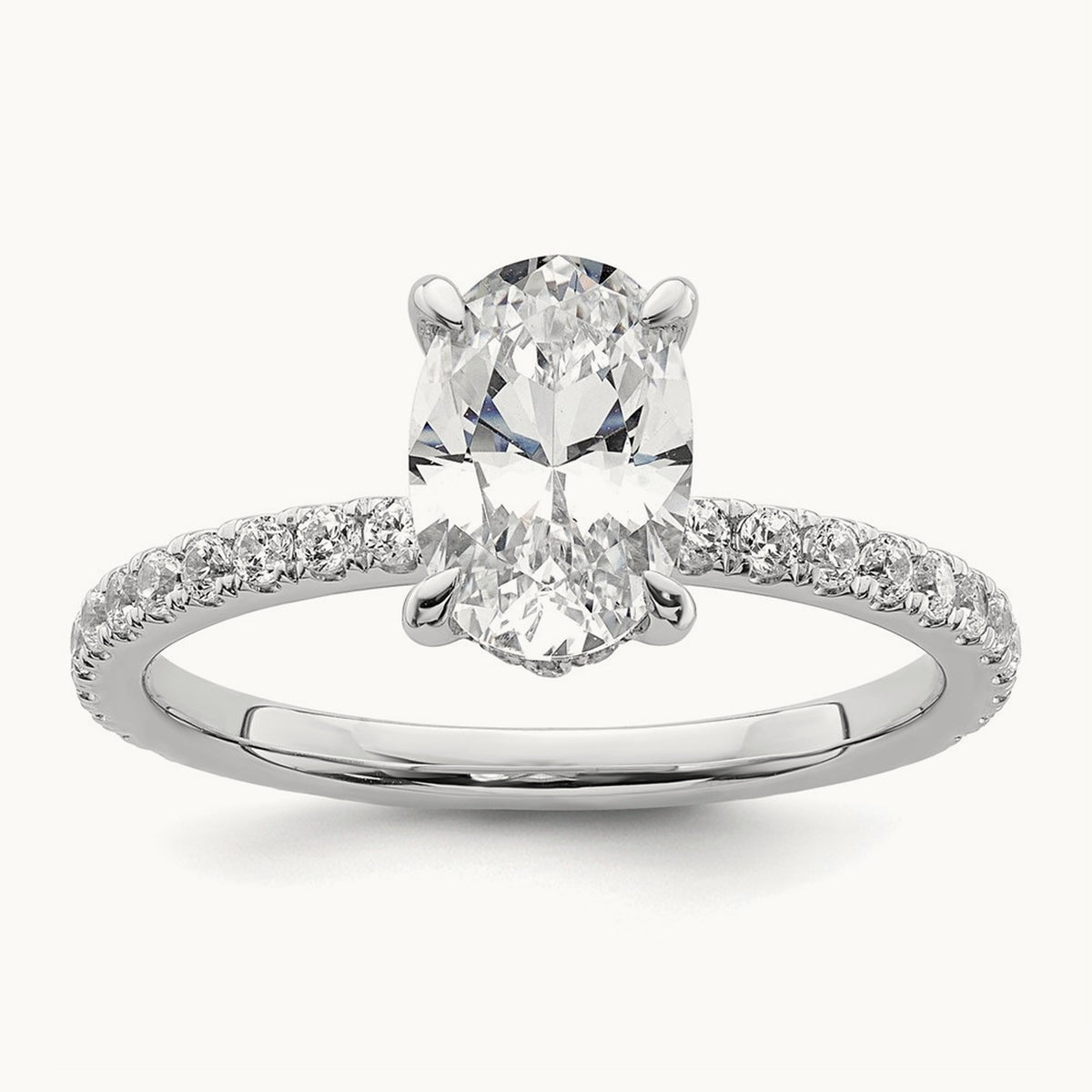 Oval Solitaire Engagement Ring, 1.25-4.50 ct tw Lab-Grown Diamond — 14K White Gold, 7 (2)