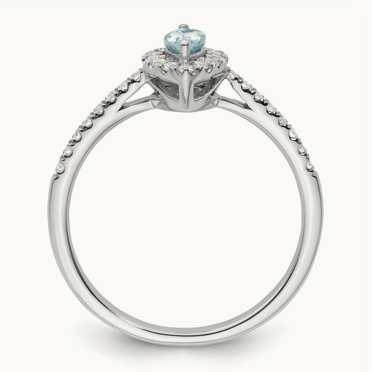 Aquamarine March Birthstone Ring, 0.20 ct tw Lab-Grown Diamond