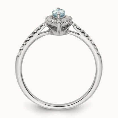 Aquamarine March Birthstone Ring, 0.20 ct tw Lab-Grown Diamond
