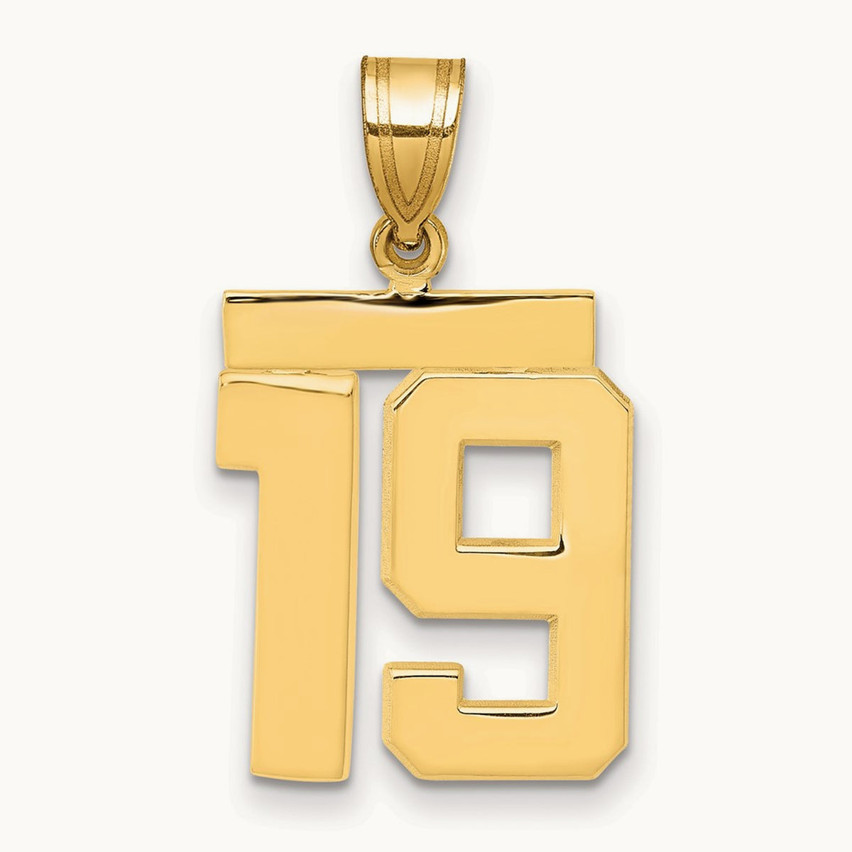 Medium Polished Number 19 Charm, 14K