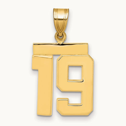 Medium Polished Number 19 Charm, 14K