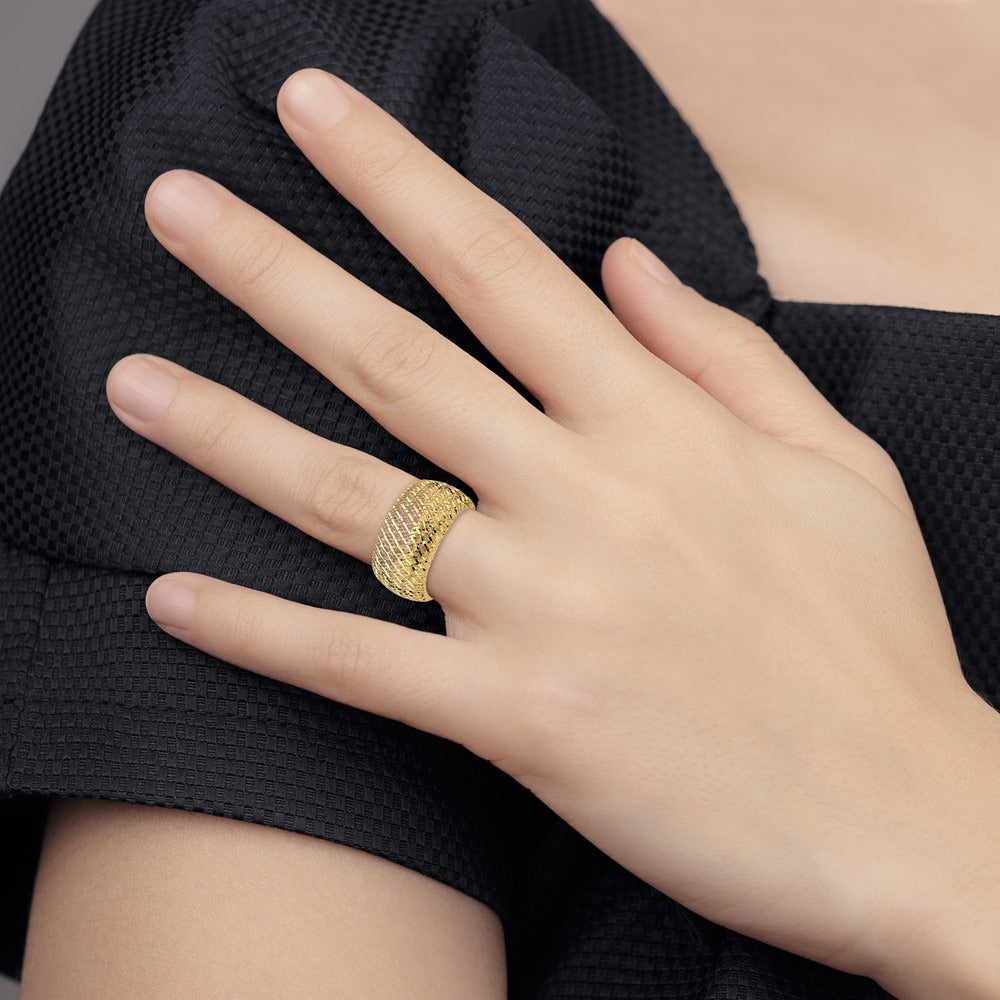 Wide Mesh Stretch Ring — 14K Yellow Gold