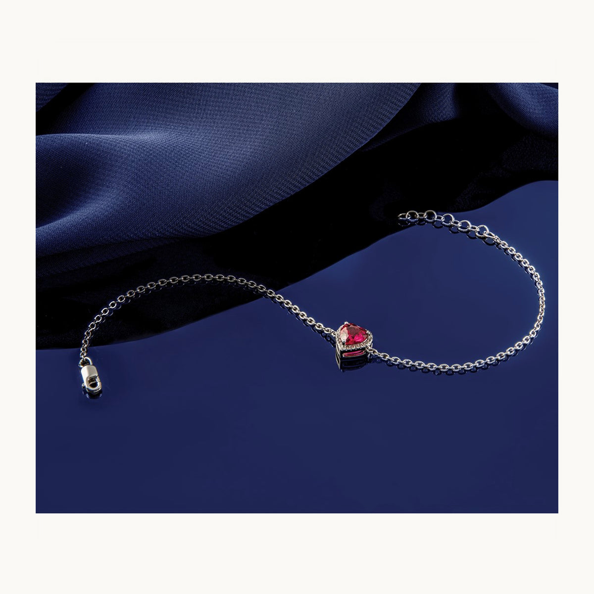 Pink Sapphire with Ext. Heart Bracelet, 0.05 ct tw Lab-Grown Diamond