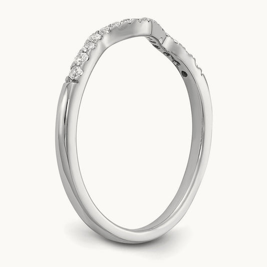 Polished Contoured Diamond Wedding Band, 14K White Gold