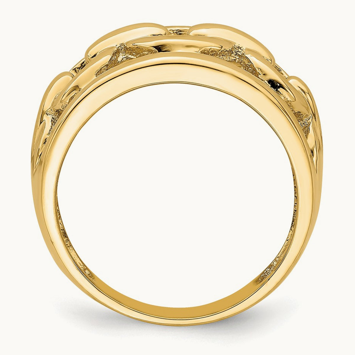 Polished Chain Design Inside Ring, 14K