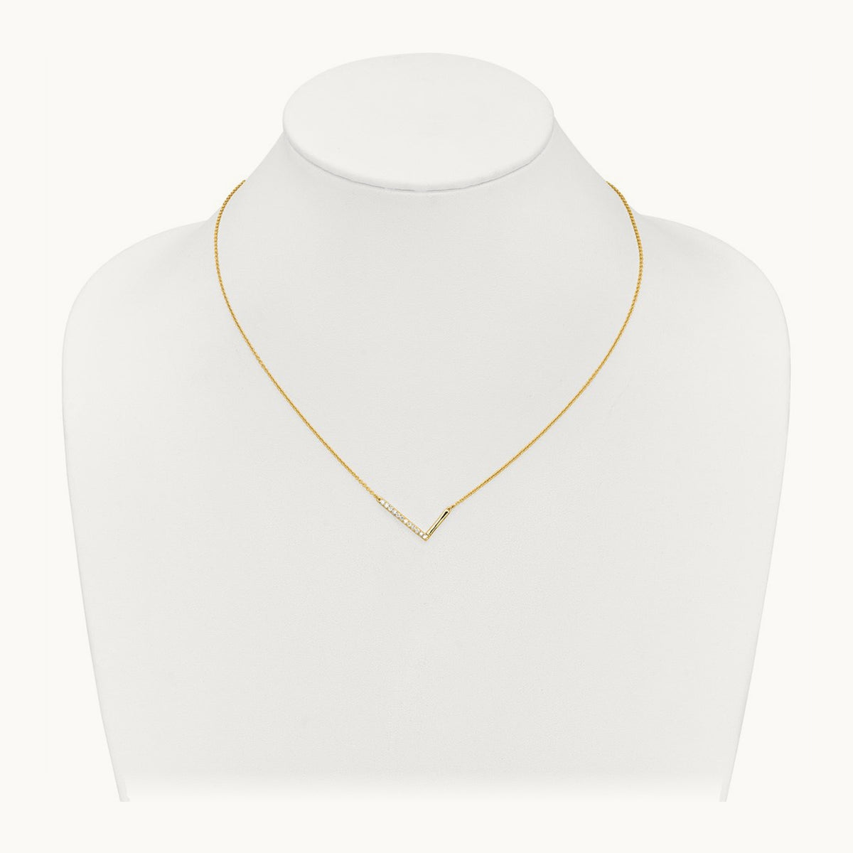Sideways Diamond Necklace — 14K Yellow Gold, L