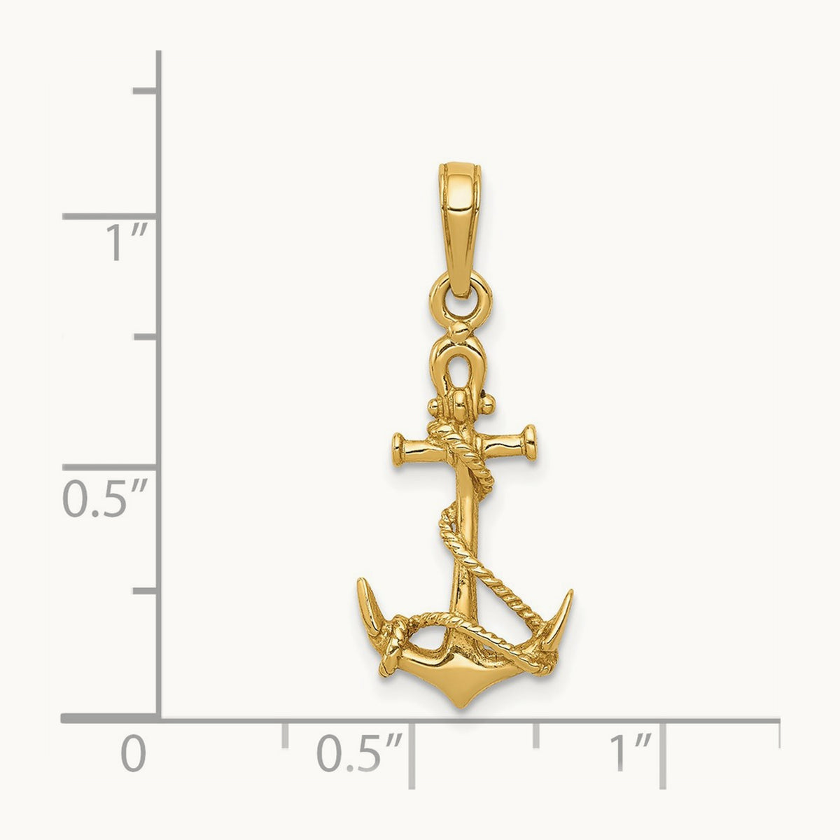 3-D Anchor w/Shackle and Entwined Rope Pendant, 14K
