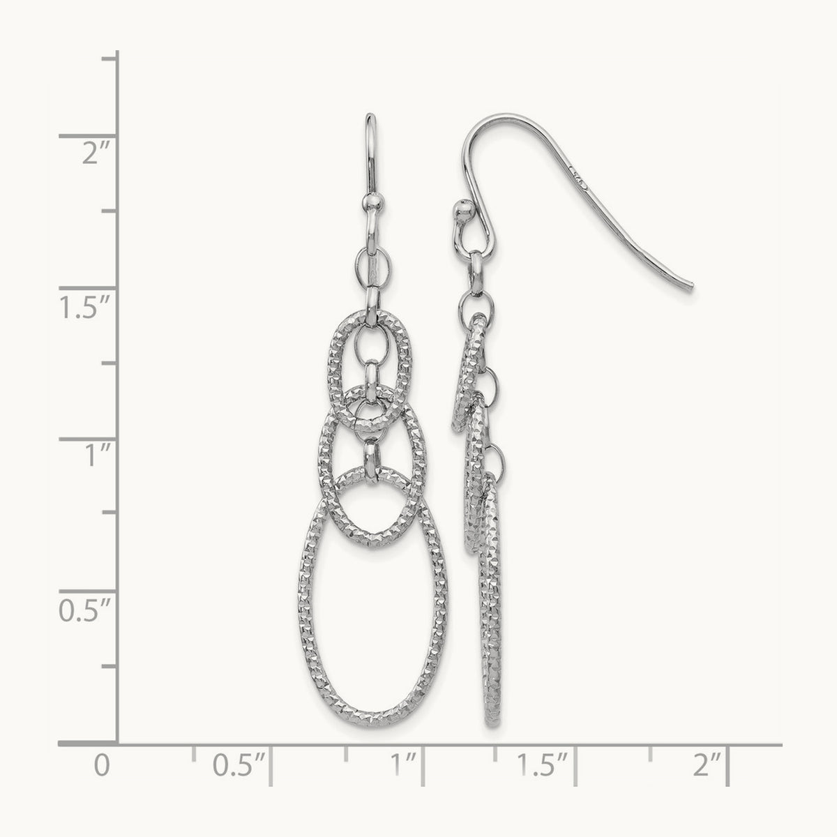RH-plt Textured Dangle Shepherd Hook Earrings, Sterling Silver — Leslie's