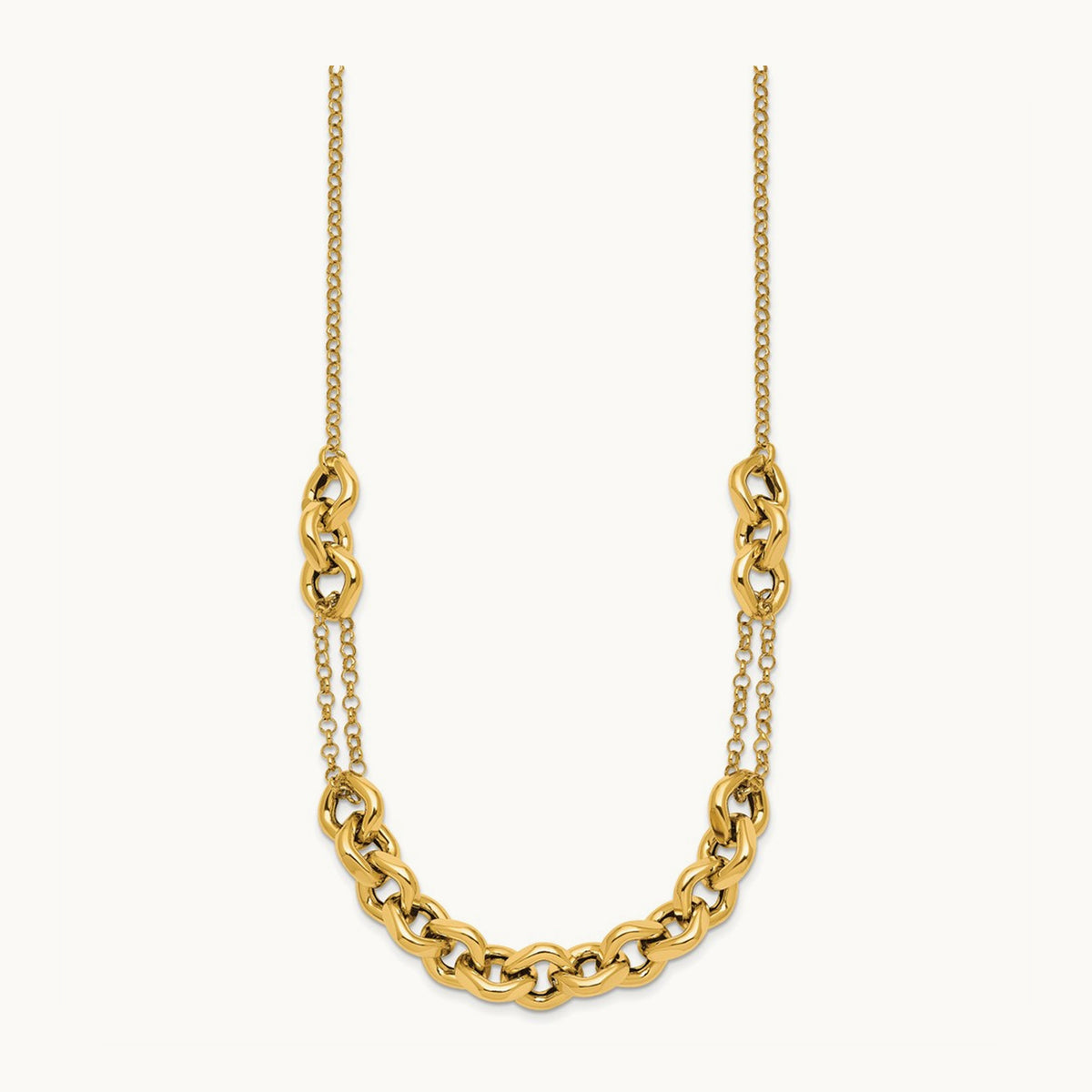 Polished 18in Fancy Multi Link Chain Necklace, 14K