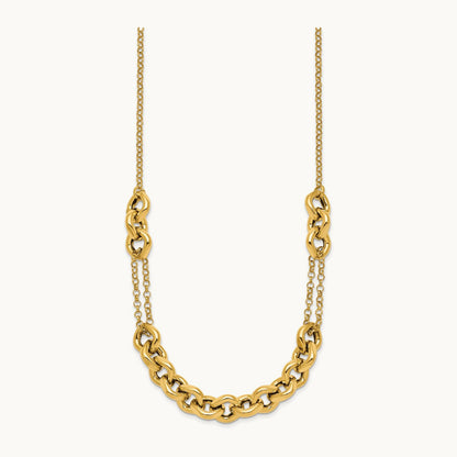 Polished 18in Fancy Multi Link Chain Necklace, 14K