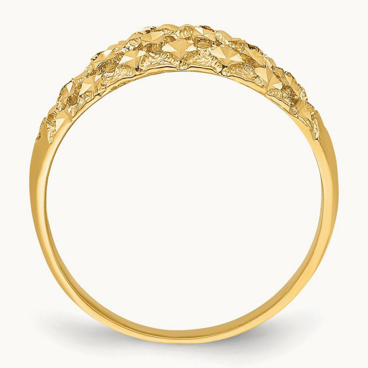 Diamond-cut Mini Diamond Pattern Dome Ring, 14K