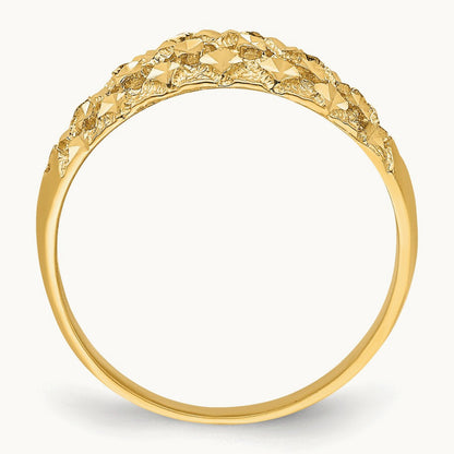 Diamond-cut Mini Diamond Pattern Dome Ring, 14K
