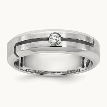IB Goodman Mens Satin Complete 1/10ct Diamond Ring, 14K White Gold