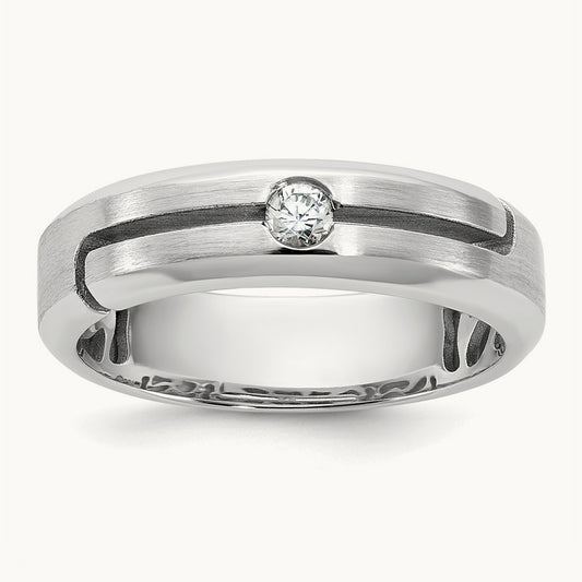 IB Goodman Mens Satin Complete 1/10ct Diamond Ring, 14K White Gold