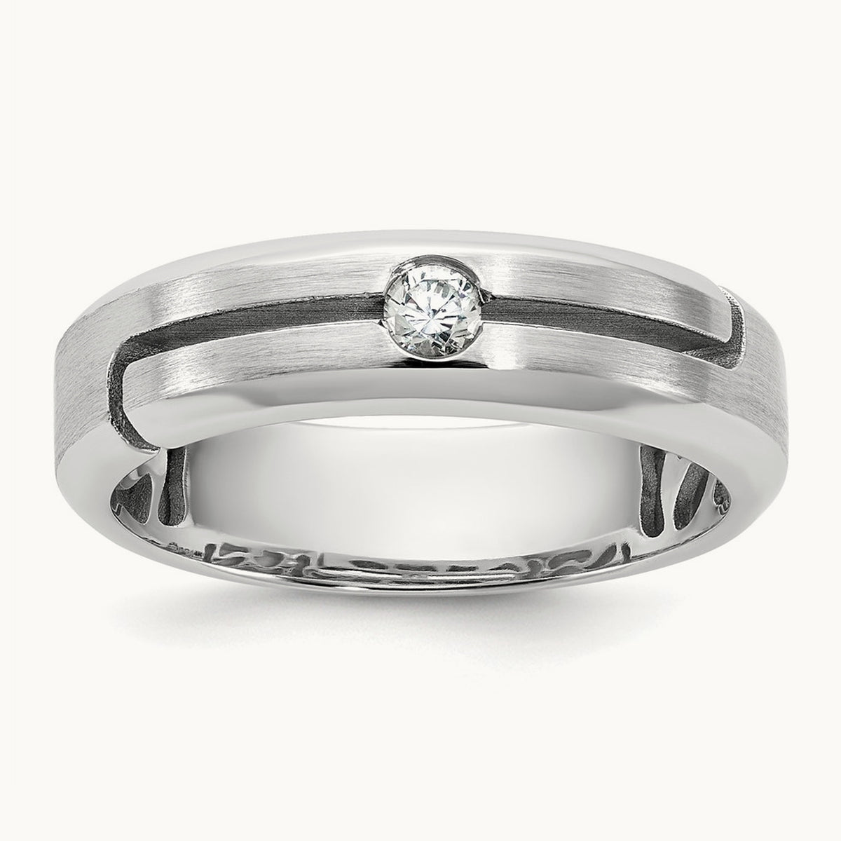 Setting: IB Goodman Men's Satin Diamond Ring Mounting, 14K Gold — 14K White Gold