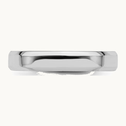 Sterling Silver Rhodium-plated 4mm Bevel Edge Band