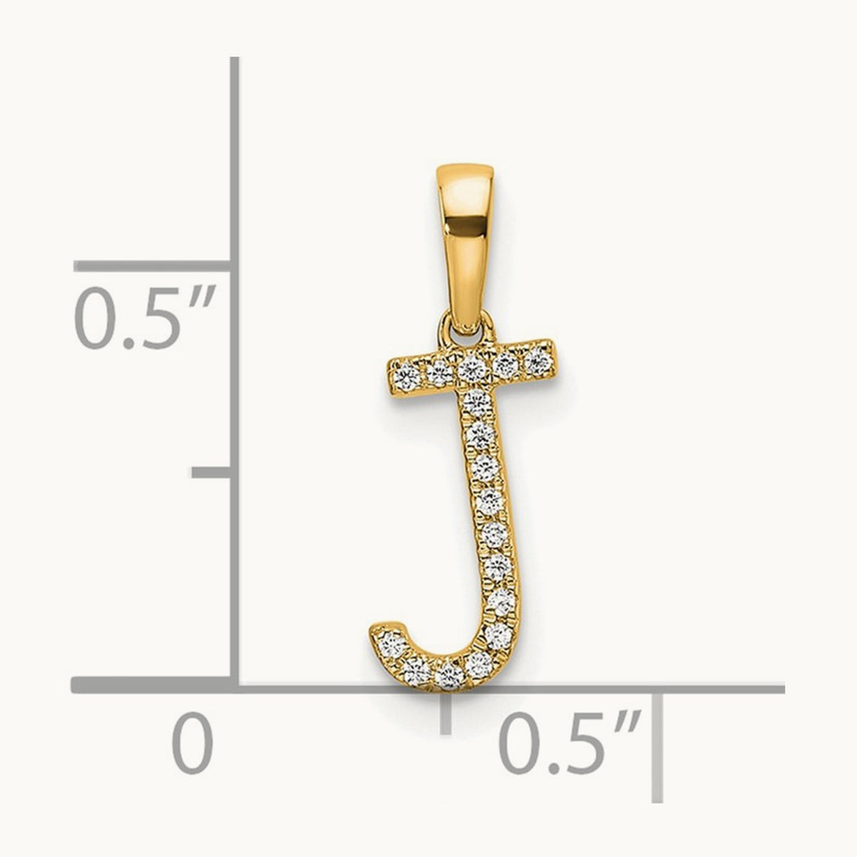 Diamond Letter J Initial Pendant, 14K