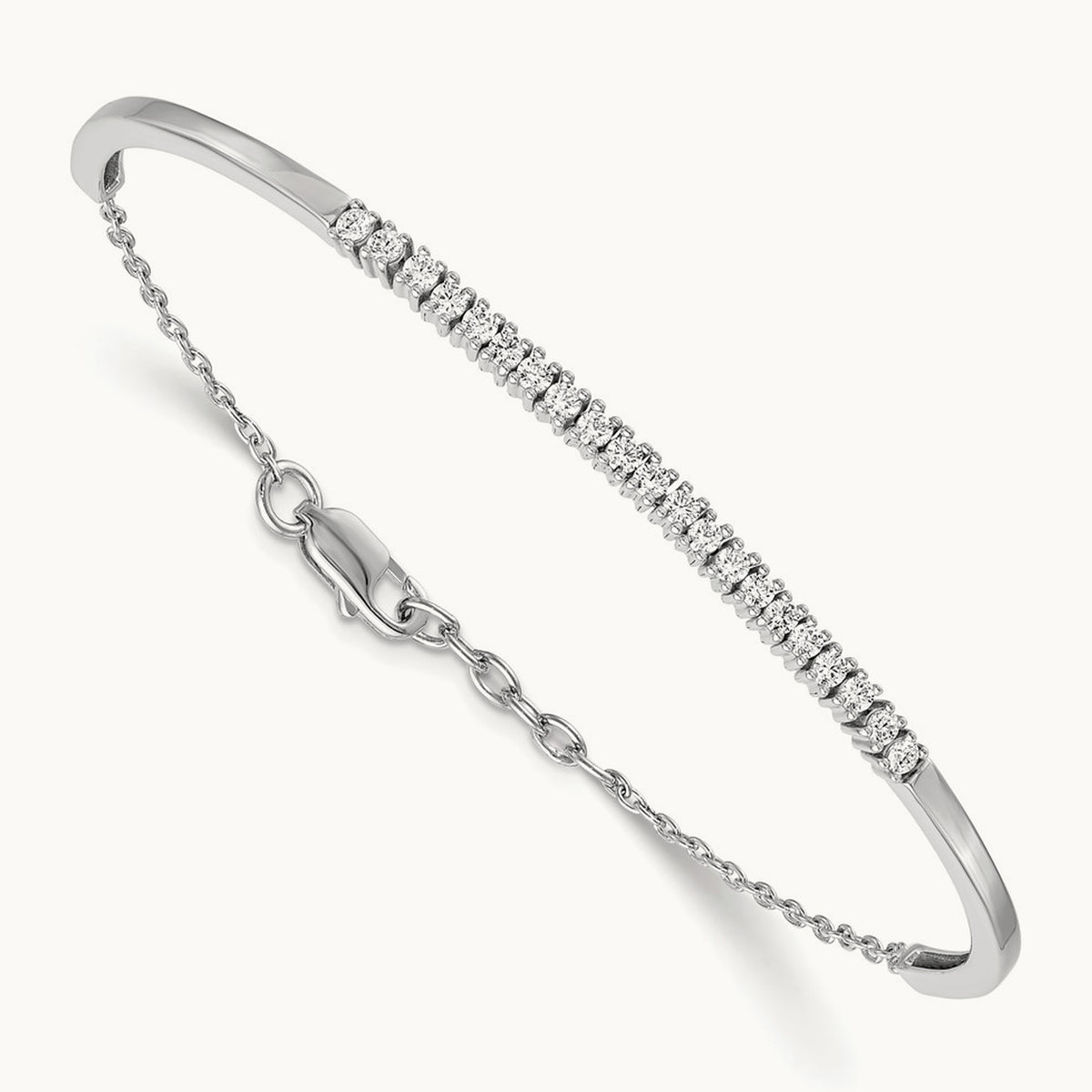 Diamond w/.25 In Ext Bangle Bracelet, 14K White Gold
