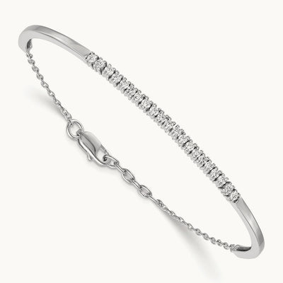 Diamond w/.25 In Ext Bangle Bracelet, 14K White Gold