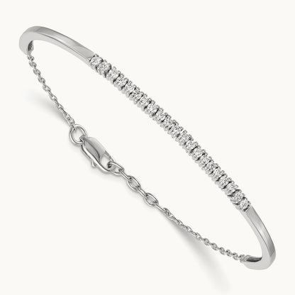 Diamond w/.25 In Ext Bangle Bracelet, 14K White Gold