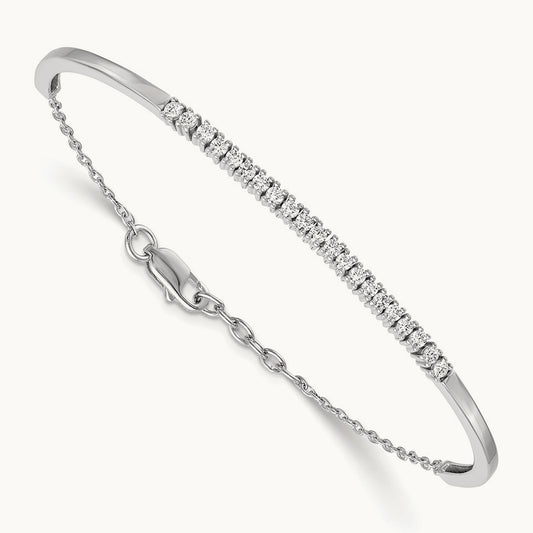 Diamond w/.25 In Ext Bangle Bracelet, 14K White Gold