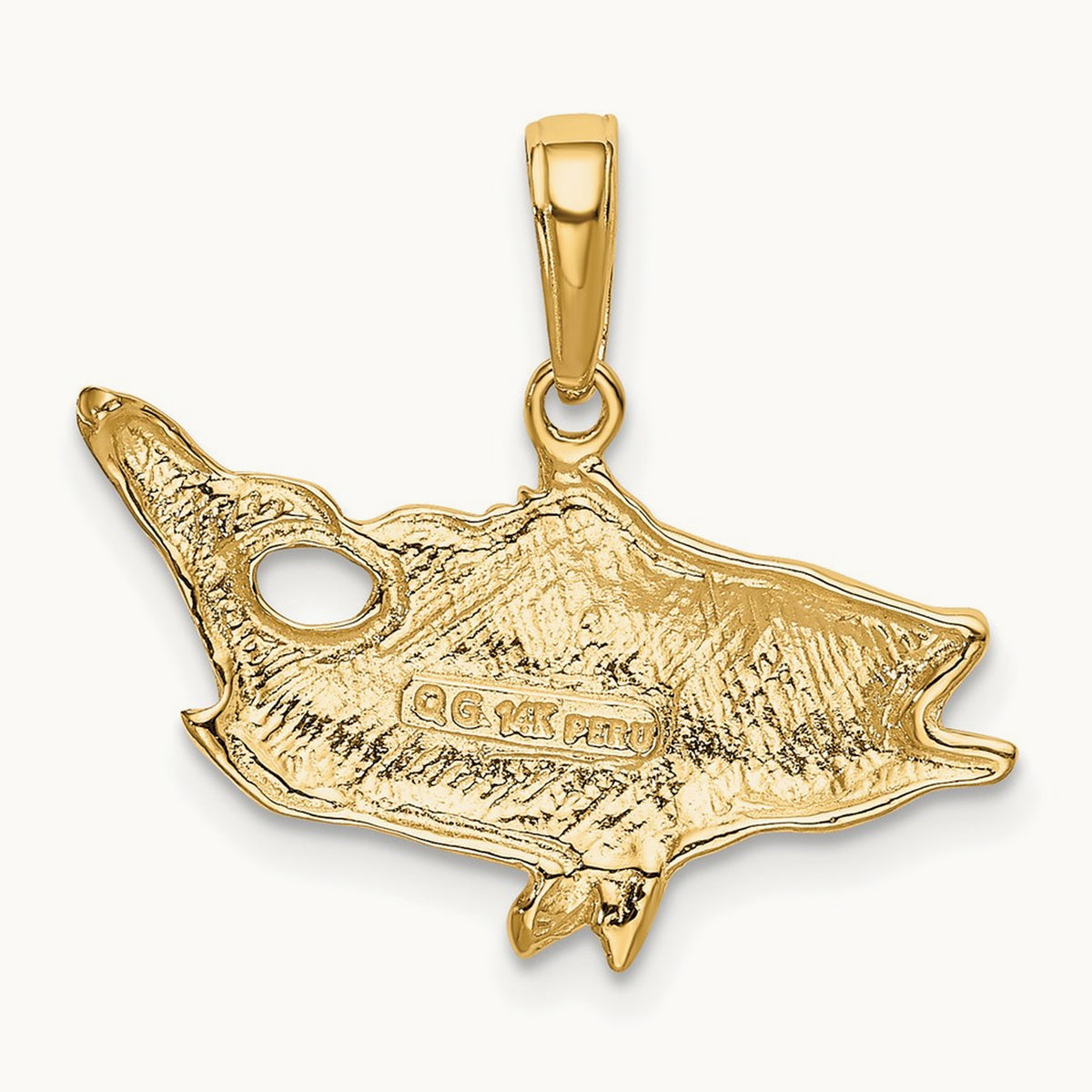 Open Mouthed Bass Fish Pendant, 14K